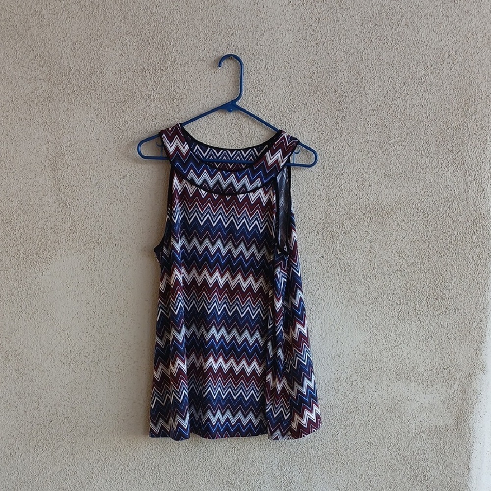 Make Offer! Apt. 9 Blue and Brown Chevron Tank Top